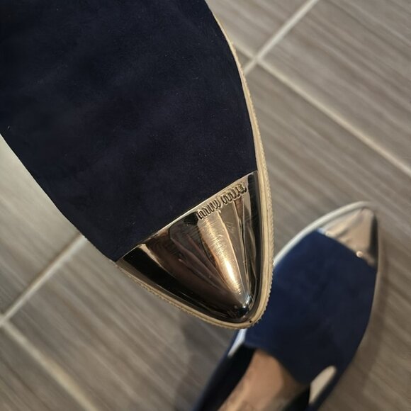 Authentic Miu Miu Blue Velvet Pointed Cap Toe Slip On - Picture 3 of 9